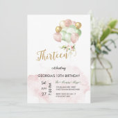 13e Uitnodigen Roze Zilver Verjaardag Uitnodiging (Staand voorkant)