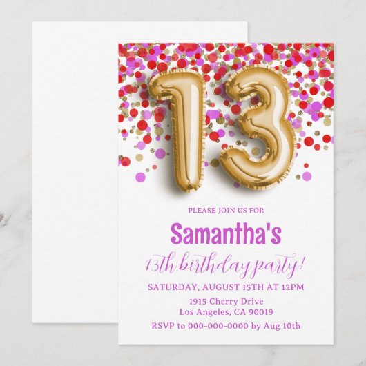 13e uitnodiging (Voorkant / Achterkant)