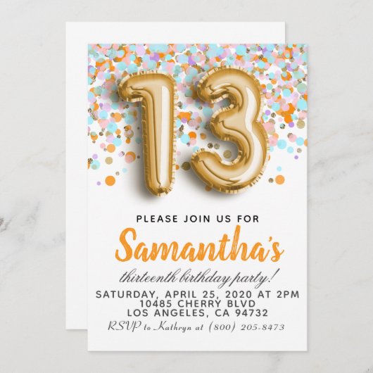 13e uitnodiging (Voorkant / Achterkant)