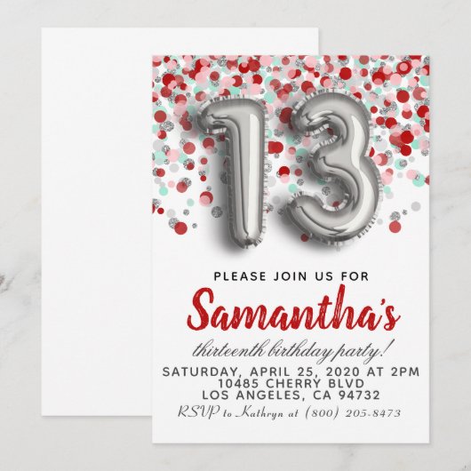 13e uitnodiging (Voorkant / Achterkant)