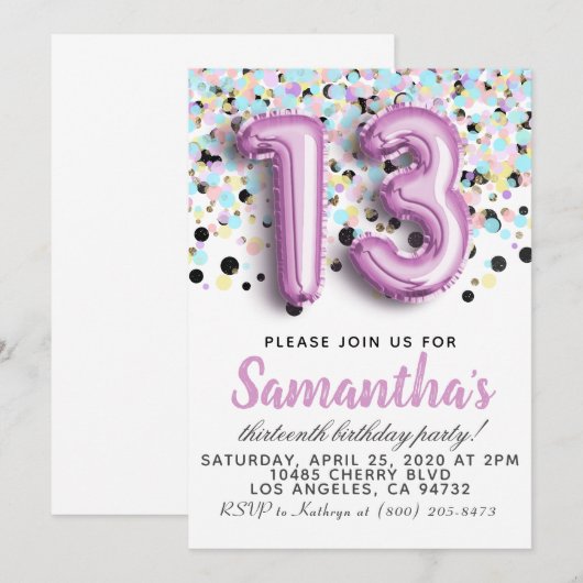 13e uitnodiging (Voorkant / Achterkant)