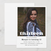 13e uitnodiging | Minimale verjaardag (Voorkant / Achterkant)