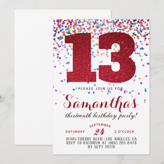 13e uitnodiging tot Confetti op zondag (Voorkant / Achterkant)