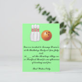 13e uitnodiging van de Birthday Bowling Party (Staand voorkant)