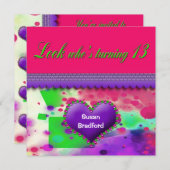 13e uitnodiging van de Birthday - meisje (Voorkant / Achterkant)