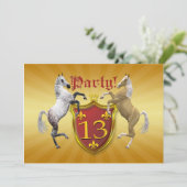 13e uitnodiging van de Birthday-partij met wapensc (Staand voorkant)