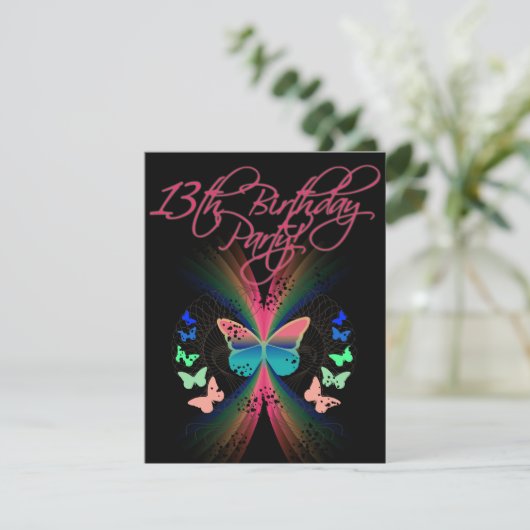 13e uitnodiging van de Birthday Party (Staand voorkant)