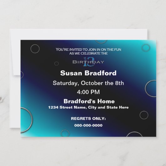 13E uitnodiging van de Birthday Party - Abstracte  (Achterkant)