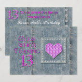 13e uitnodiging van de Birthday Party, Blue Jeans  (Voorkant / Achterkant)