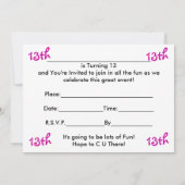 13e uitnodiging van de Birthday Party, in vrijheid (Achterkant)