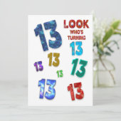 13e uitnodiging van de Birthday Party, kleurrijke  (Staand voorkant)