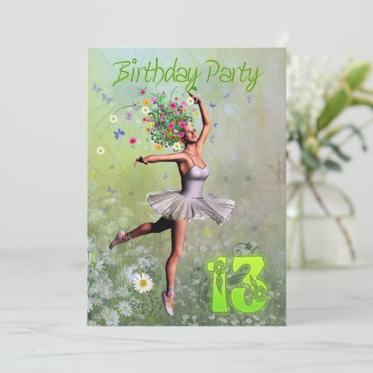 13e uitnodiging van de partij van Birthday (Staand voorkant)