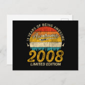 13e verjaardag 2008 Geweldig sinds 13e verjaardag Briefkaart (Voorkant / Achterkant)
