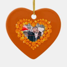 13e verjaardag aangepaste foto hartcitrine keramisch ornament