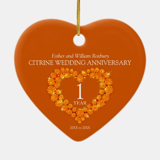 13e verjaardag aangepaste foto hartcitrine keramisch ornament (Achterkant)