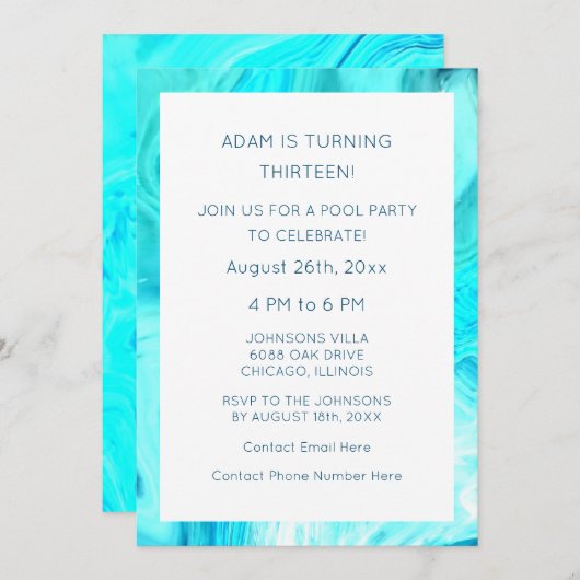 13e verjaardag Aangepaste leeftijd Blauwe Abstract Kaart (Voorkant / Achterkant)