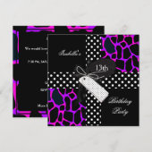 13e verjaardag Animal Polka Dot Paars Black White Kaart (Voorkant / Achterkant)