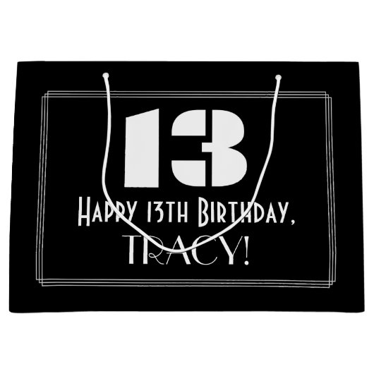 13e verjaardag ~ Art Deco geïnspireerd look "13" + Groot Cadeauzakje (Voorkant)