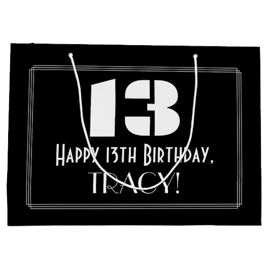 13e verjaardag ~ Art Deco geïnspireerd look "13" + Groot Cadeauzakje (Achterkant)