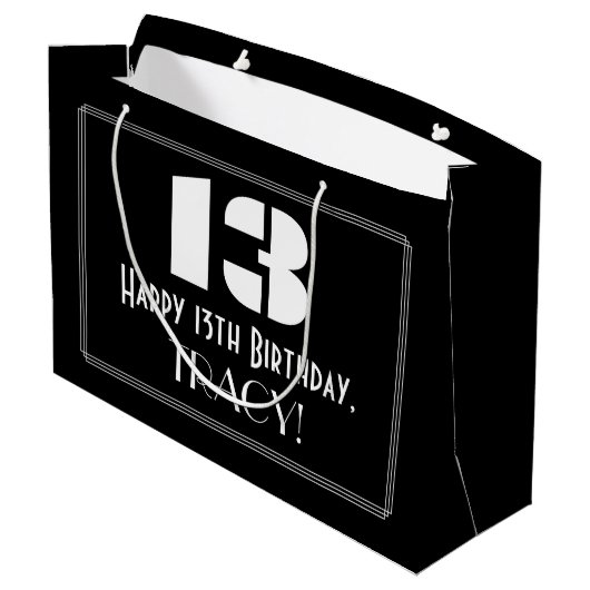 13e verjaardag ~ Art Deco geïnspireerd look "13" + Groot Cadeauzakje (Achterkant Gekanteld)