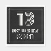 13e verjaardag: Art Deco geïnspireerd look "13" + Servet (Voorkant)