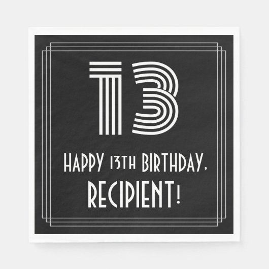 13e verjaardag: Art Deco geïnspireerd look "13" +  Servet (Voorkant)