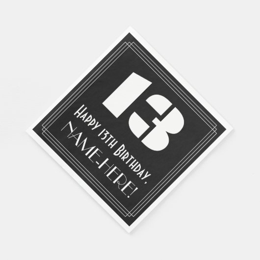 13e verjaardag: Art Deco geïnspireerd look "13" +  Servet (Hoek)