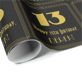 13e verjaardag - Art Deco geïnspireerde look "13"  Cadeaupapier (Rol Hoek)
