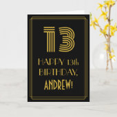 13e verjaardag: Art Deco Geïnspireerde look "13" e Kaart (Gele Bloem)