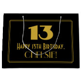 13e verjaardag — Art Deco Geïnspireerde look "13" Groot Cadeauzakje (Voorkant)