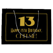 13e verjaardag — Art Deco Geïnspireerde look "13" Groot Cadeauzakje (Achterkant)