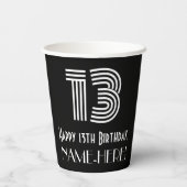 13e verjaardag — Art Deco Geïnspireerde look "13" Papieren Bekers (Achterkant)