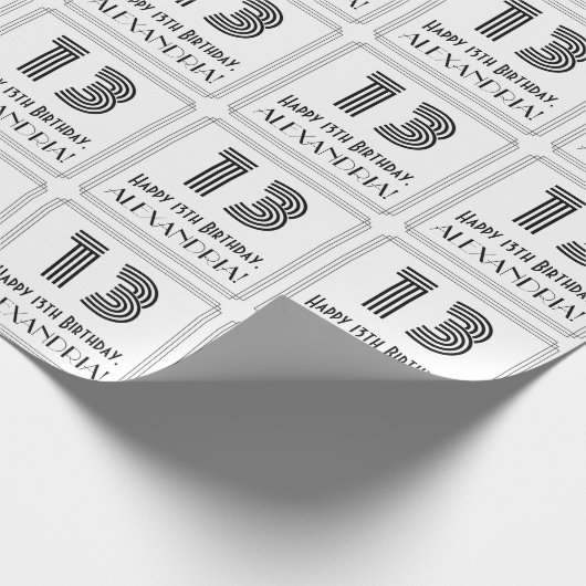 13e verjaardag: Art Deco geïnspireerde stijl "13"  Cadeaupapier (Hoek)