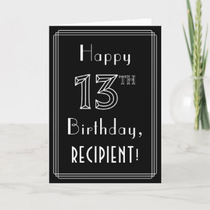 13e verjaardag: Art Deco Style # 13 & Custom Name Kaart
