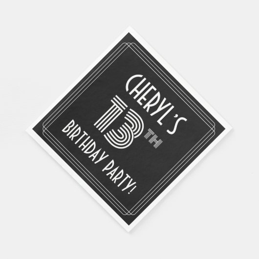 13e verjaardag: Art Deco Style + aangepaste naam Servet (Hoek)