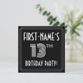 13e verjaardag: Art Deco Style met aangepaste naam Kaart (Staand voorkant)