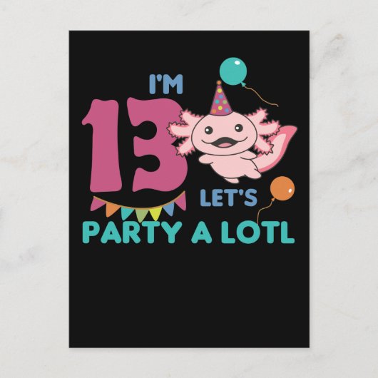 13e verjaardag Axolotl Dertien jaar oud Axolotls Briefkaart (Voorkant)
