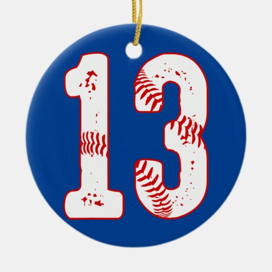 13e verjaardag Baseball Player 13 jaar Keramisch Ornament (Voorkant)