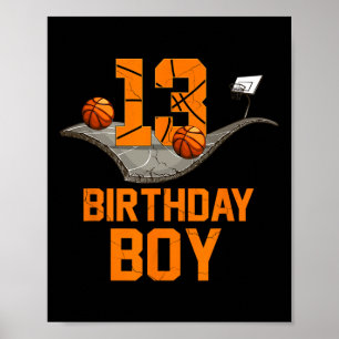 13e verjaardag basketbal jersey 13 jaar oud jongen poster