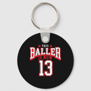 13e verjaardag basketbal liefhebber 13 jaar oud bd sleutelhanger