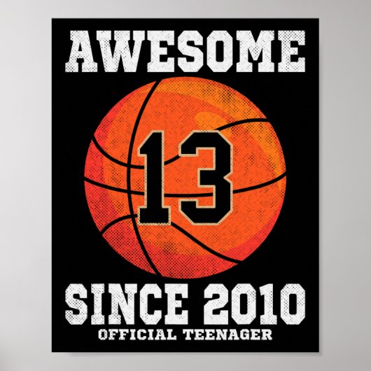13e verjaardag basketbalfan 13 jaar oud officieel poster (Voorkant)