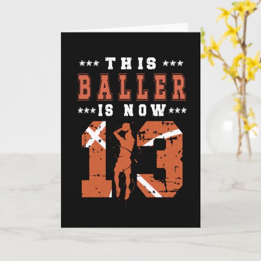 13e verjaardag Basketball Player 13-jarige jongen Kaart (Gele Bloem)