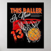 13e verjaardag basketbalplezier 13 jaar oud Kinder Poster (Voorkant)