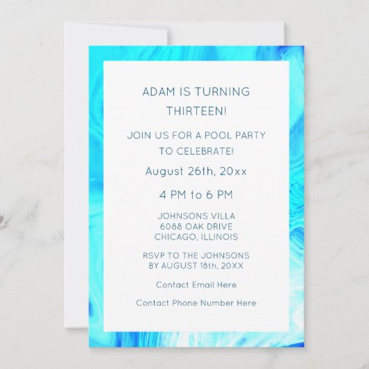 13e verjaardag Blauw Abstract Artsy Cool Custom Ag Kaart (Voorkant)