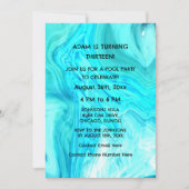 13e Verjaardag Blauwgroen Blue Artsy Abstract Cust Kaart (Voorkant)