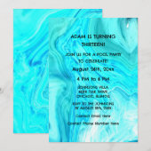 13e Verjaardag Blauwgroen Blue Artsy Abstract Cust Kaart (Voorkant / Achterkant)