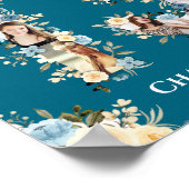 13e verjaardag Blauwgroen Foto Collage Yellow Flow Poster (Hoek)