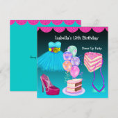 13e verjaardag: Blauwgroen roze van de partij Kaart (Voorkant / Achterkant)