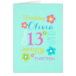 13e verjaardag bloem aangepast aqua roze geel
