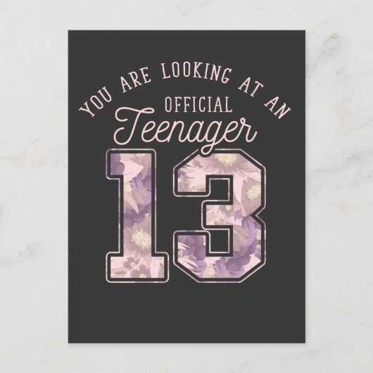 13e verjaardag bloemen Officiële tienerige meisjes Briefkaart (Voorkant)
